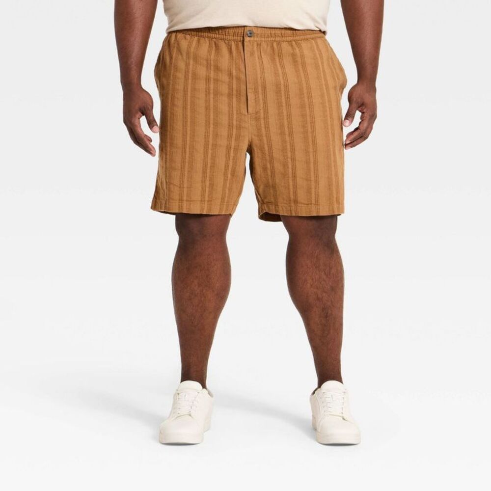 Men's Big & Tall 7" Elevated Linen Shorts - Goodfellow & Co Burlap Brown 4XL